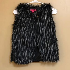 Betsey Johnson black fur vest